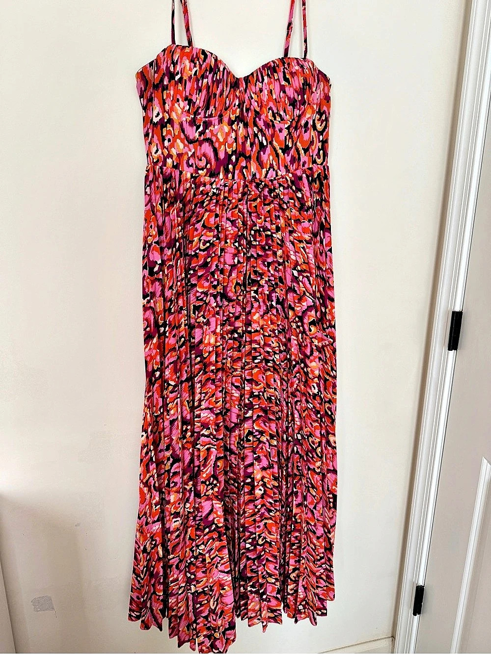 Petal & Pup Achanti Pleated Maxi Dress in Pink & Orange
